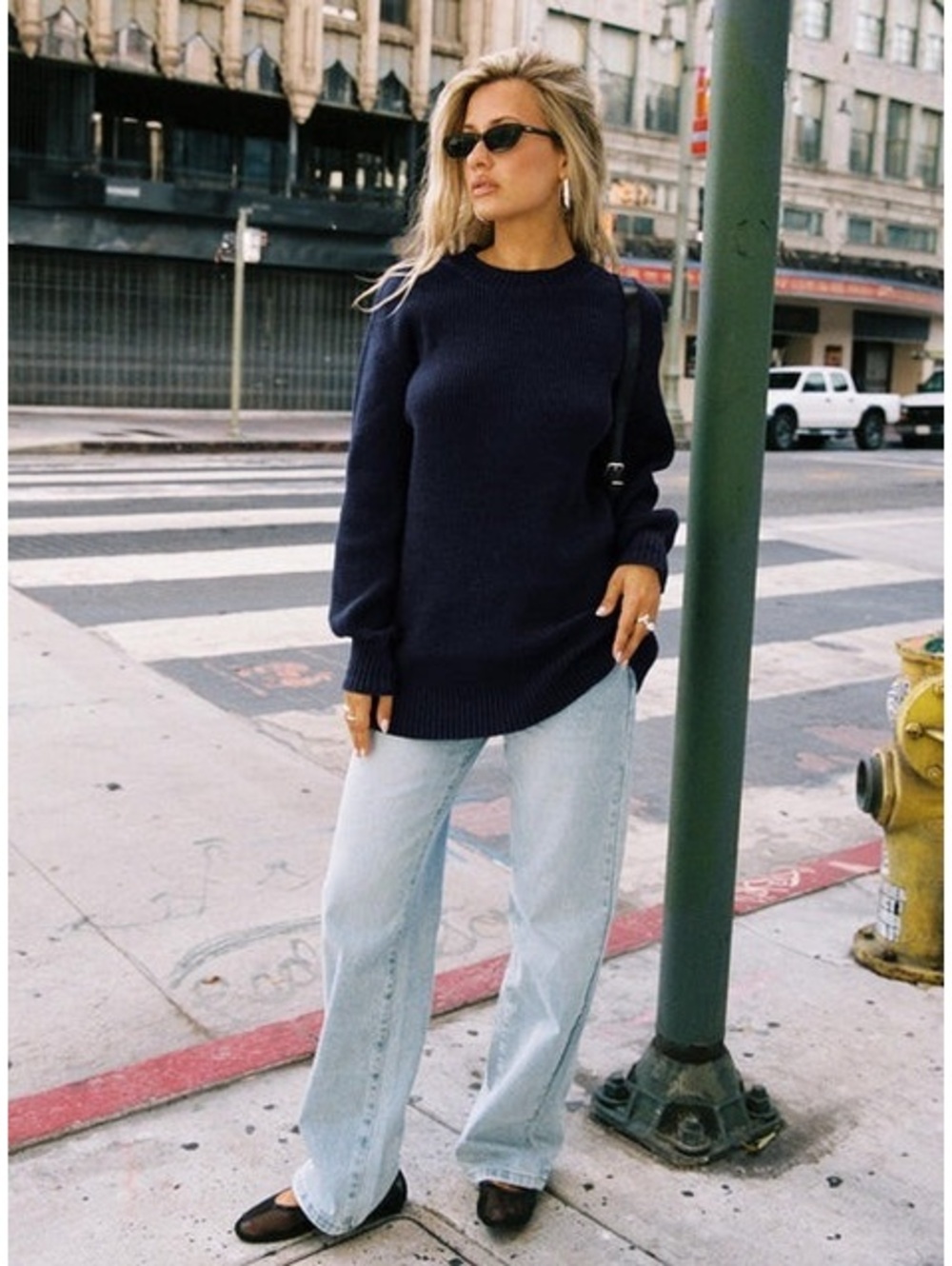 Princess Polly Amsterdam Sweater Navy long dress length